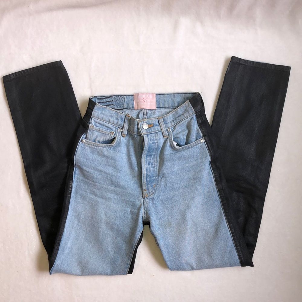 Revice Denim Two Toned Black Ex-Boyfriend High Rise Denim Jeans
